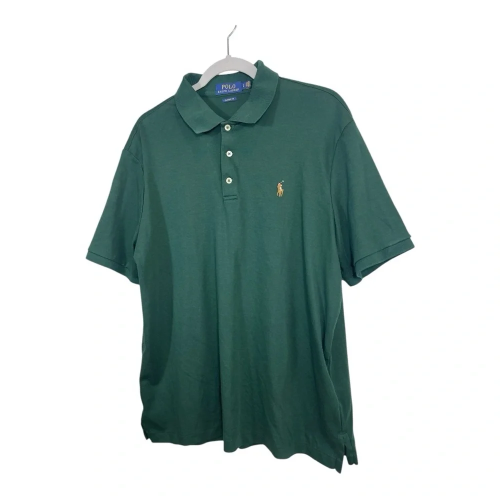 Polo Ralph Lauren Classic Fit Green Polo Shirt Mens XL 100% Cotton Short Sleeve